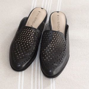 Via Spiga Black Leather Loafers
